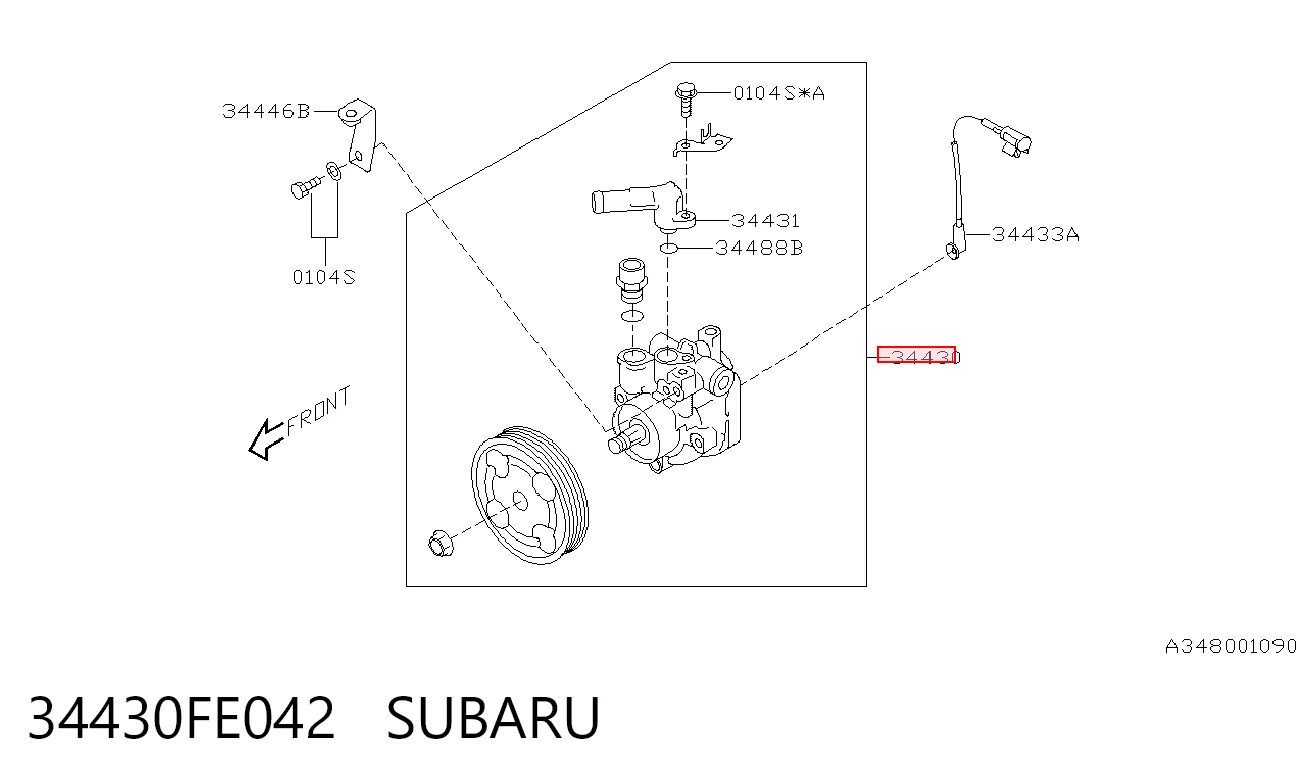 34430FE042 Subaru Pompa wspomagania hydraulicznego kierownicy