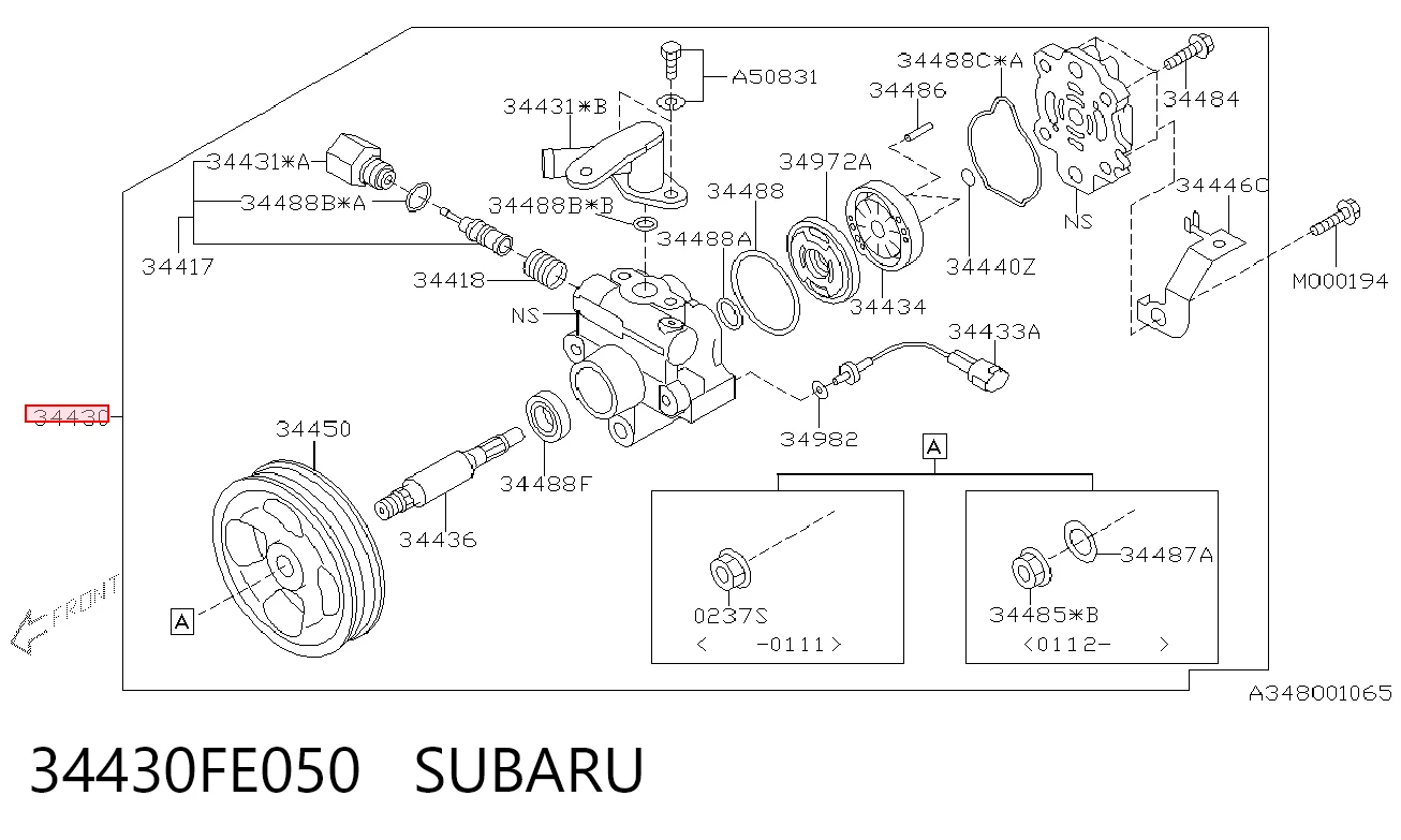 34430FE050 Subaru Pompa wspomagania hydraulicznego kierownicy