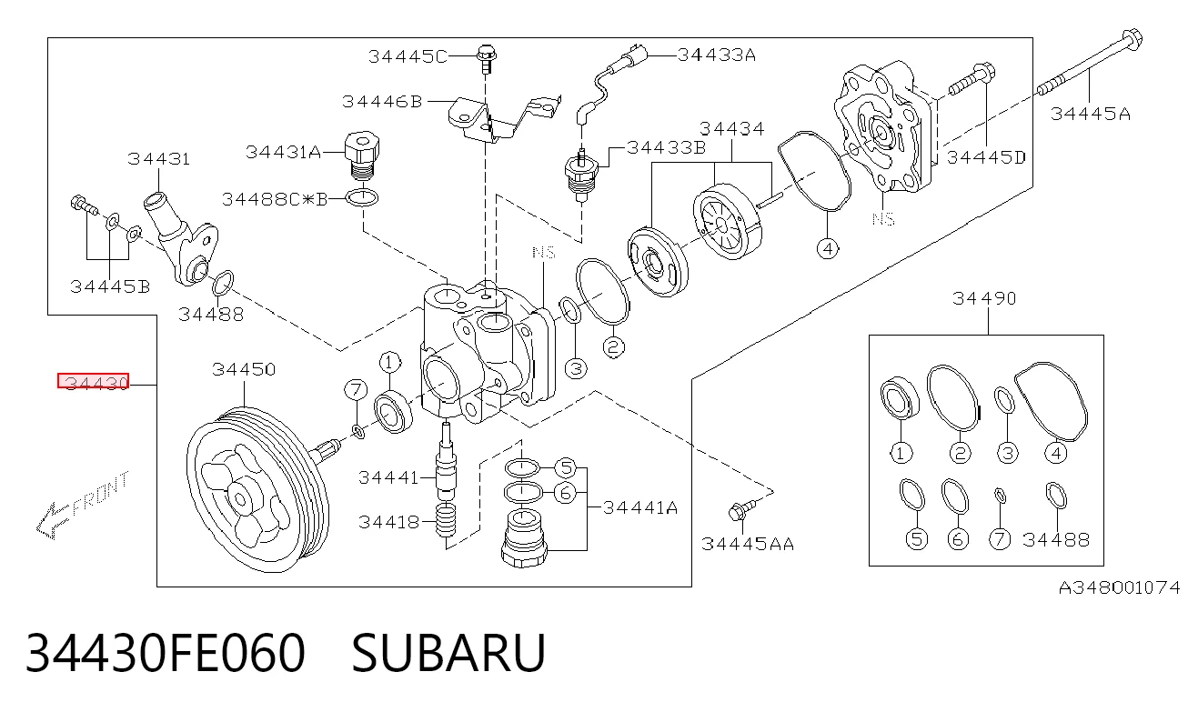 34430FE060 Subaru Pompa wspomagania hydraulicznego kierownicy