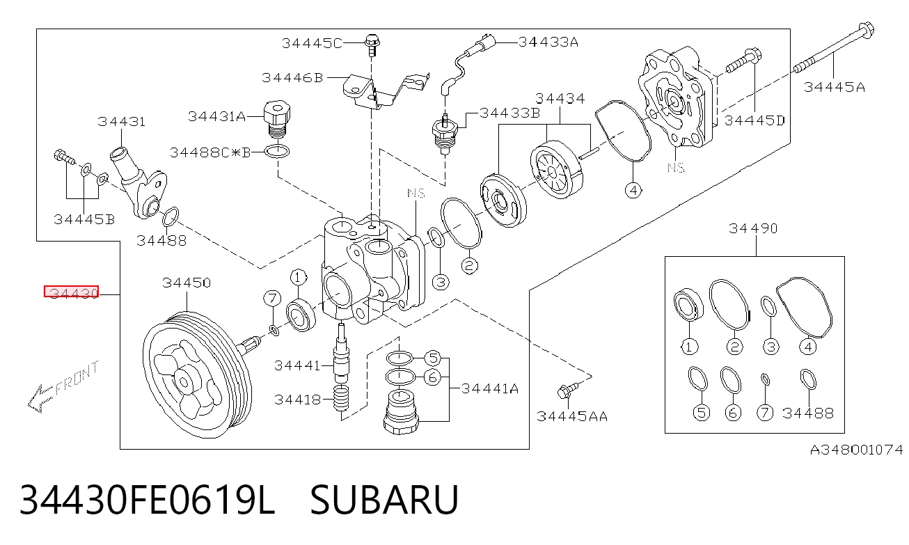 34430FE0619L Subaru Pompa wspomagania hydraulicznego kierownicy