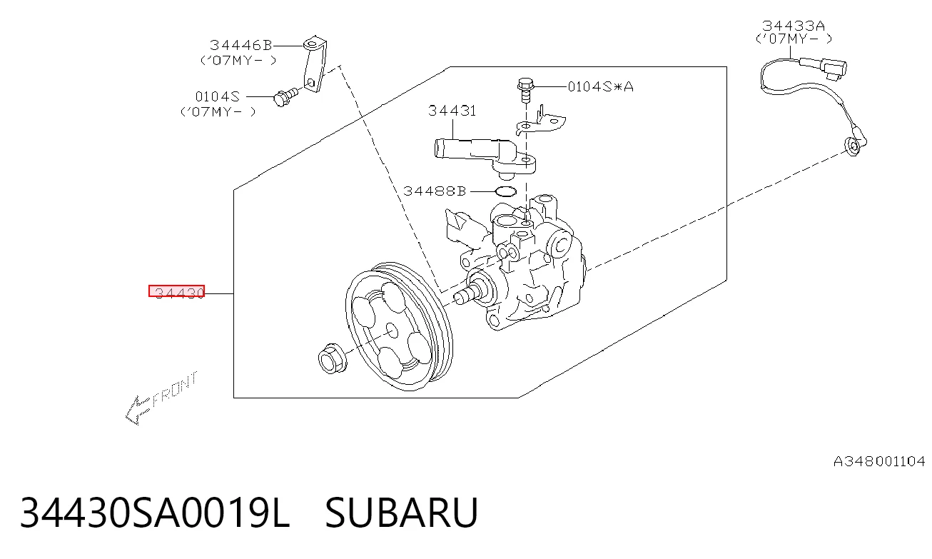 34430SA0019L Subaru Pompa wspomagania hydraulicznego kierownicy