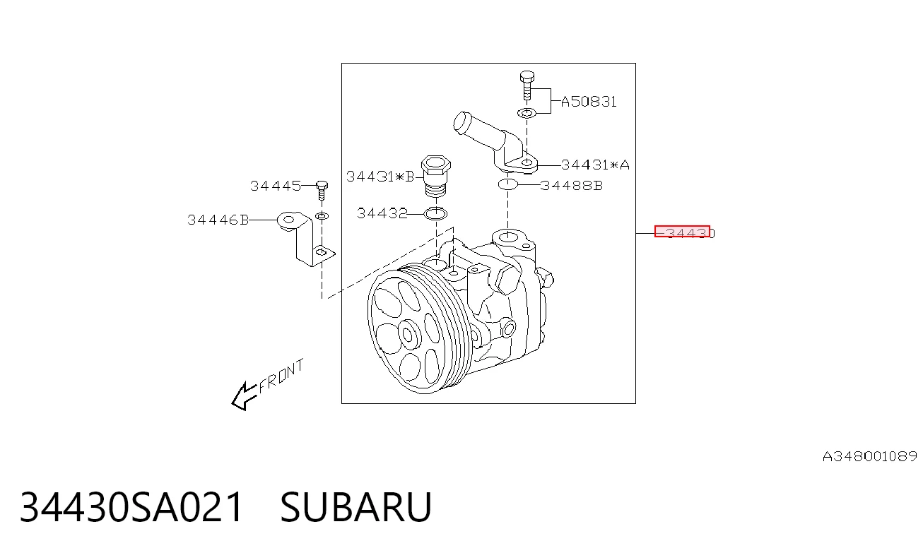 34430SA021 Subaru Pompa wspomagania hydraulicznego kierownicy