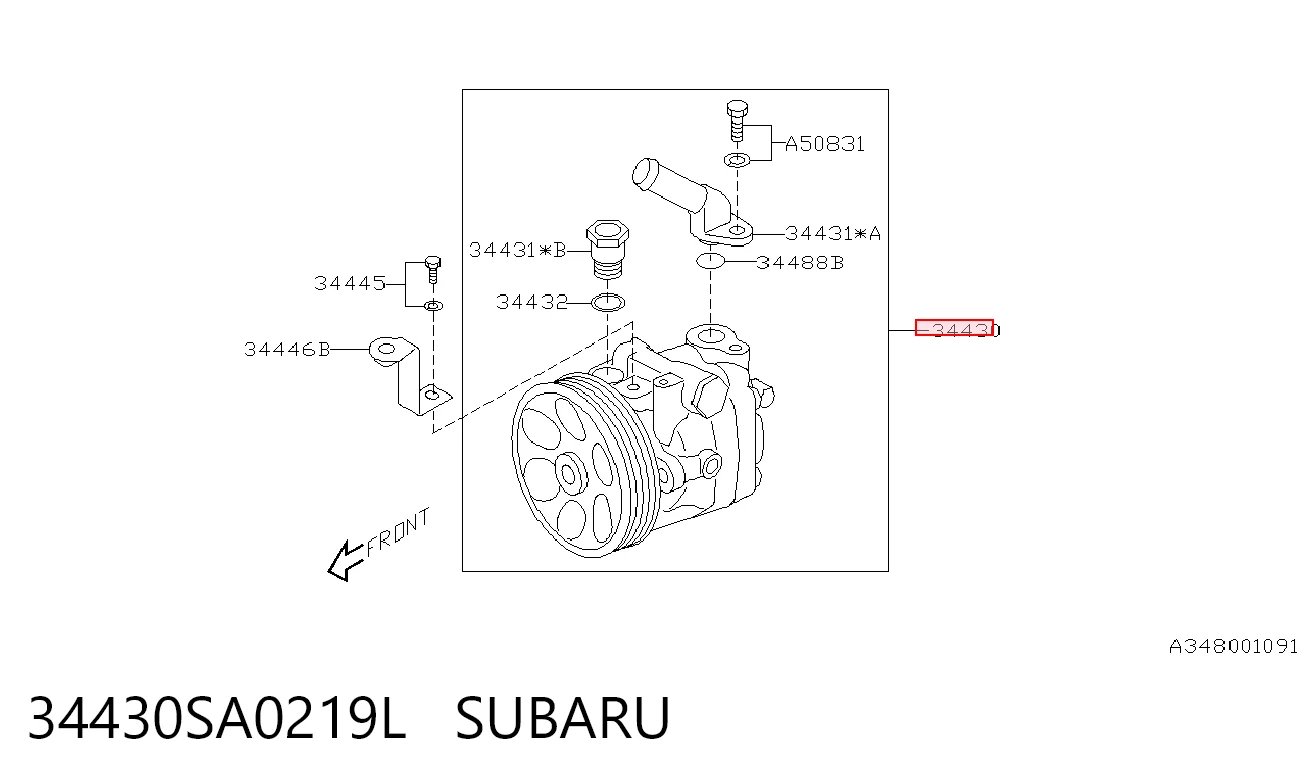 34430SA0219L Subaru Pompa wspomagania hydraulicznego kierownicy