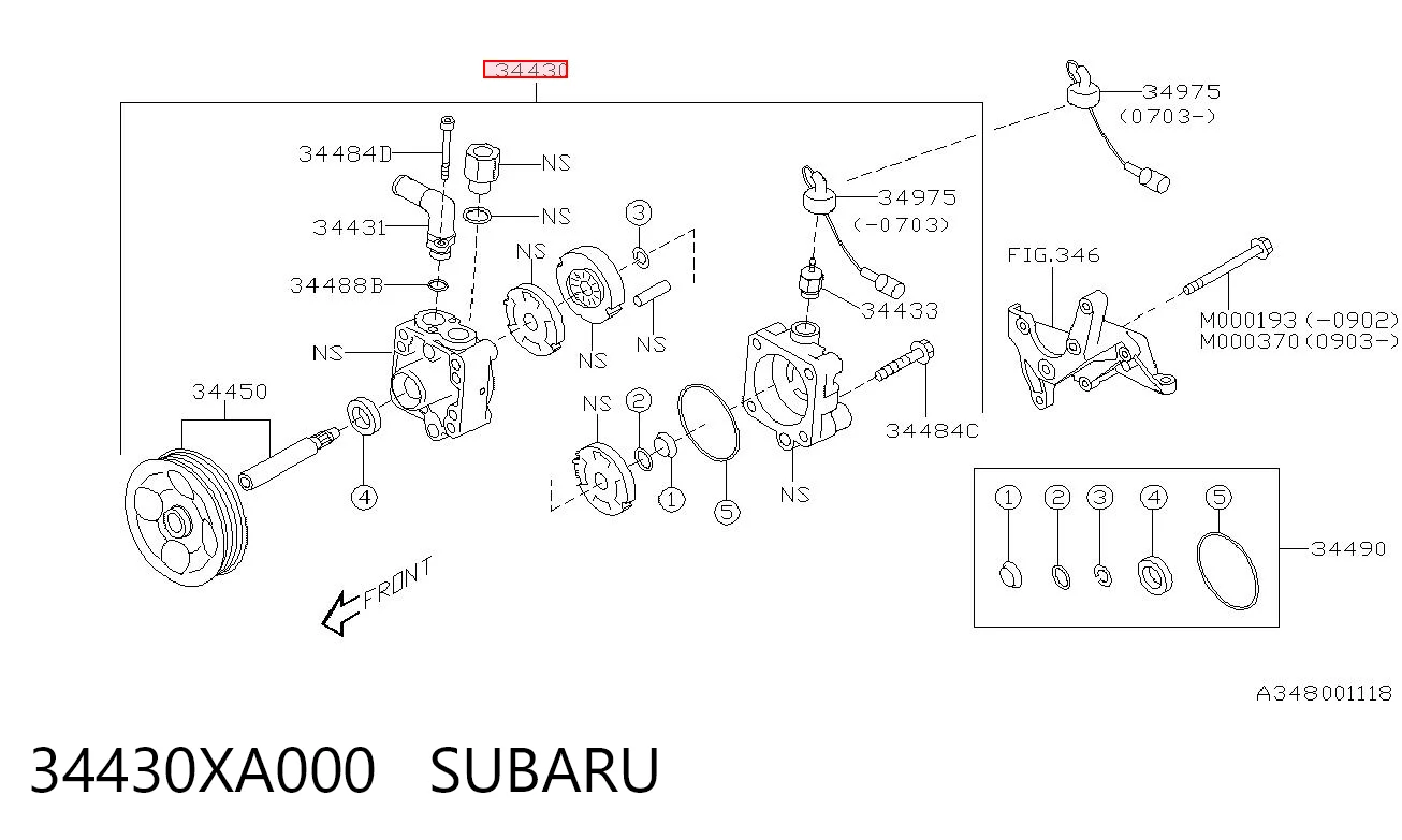 34430XA000 Subaru Pompa wspomagania hydraulicznego kierownicy