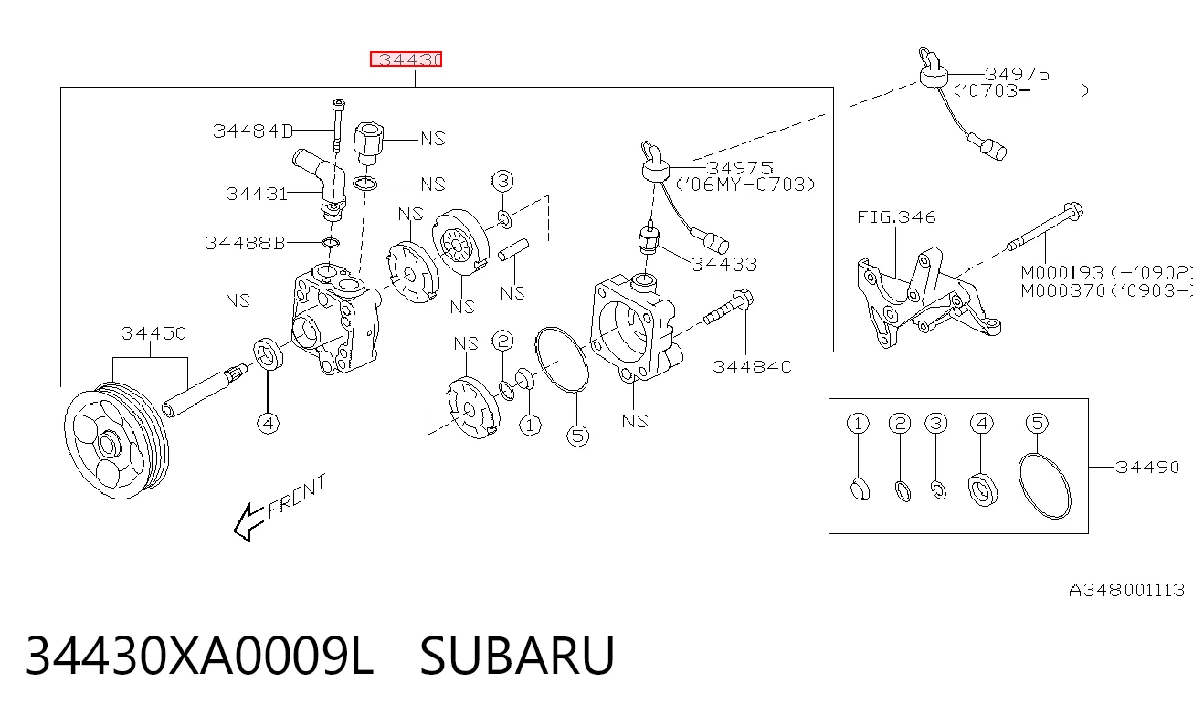 34430XA0009L Subaru Pompa wspomagania hydraulicznego kierownicy