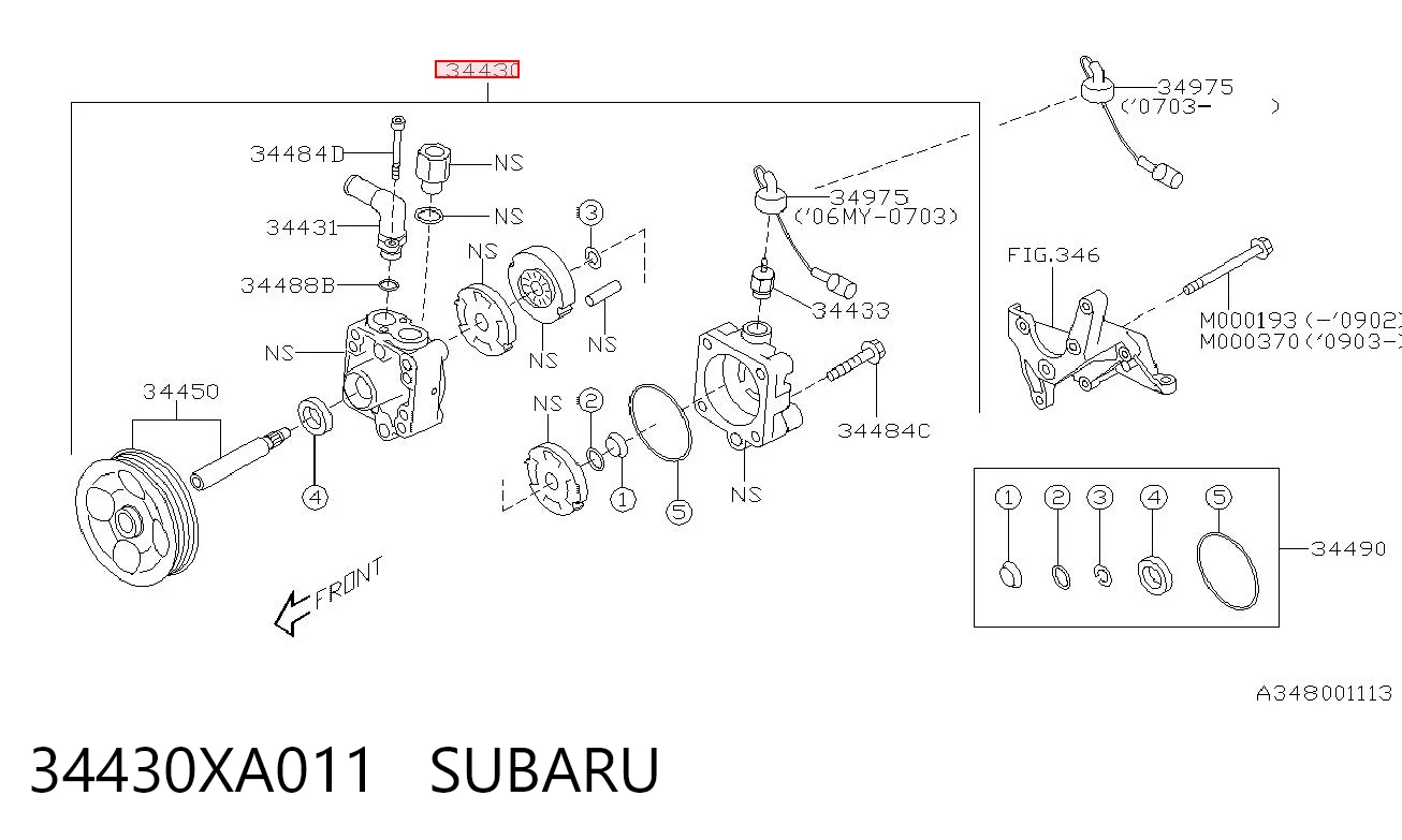 34430XA011 Subaru Pompa wspomagania hydraulicznego kierownicy