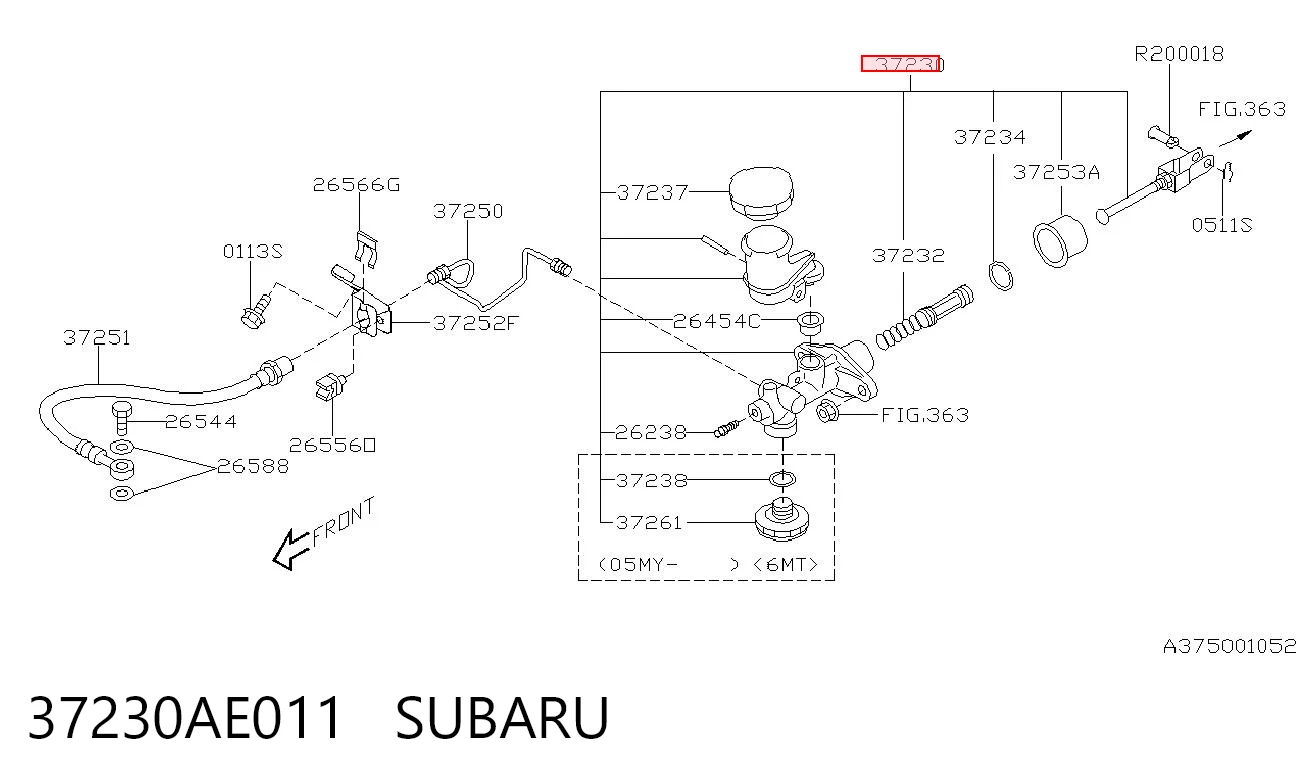 37230AE011 Subaru Cylinder sprzęgła główny