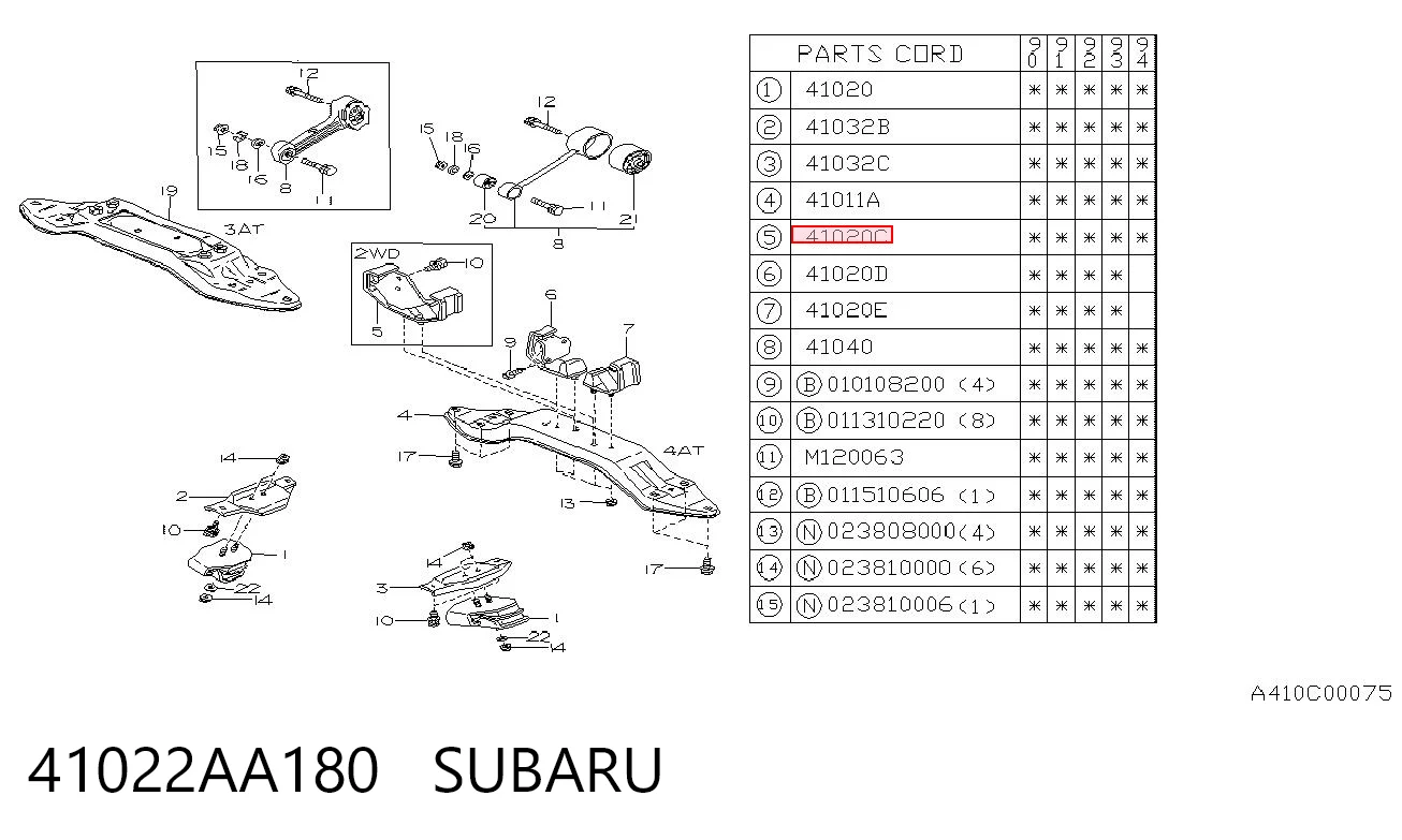 41022AA180 Subaru