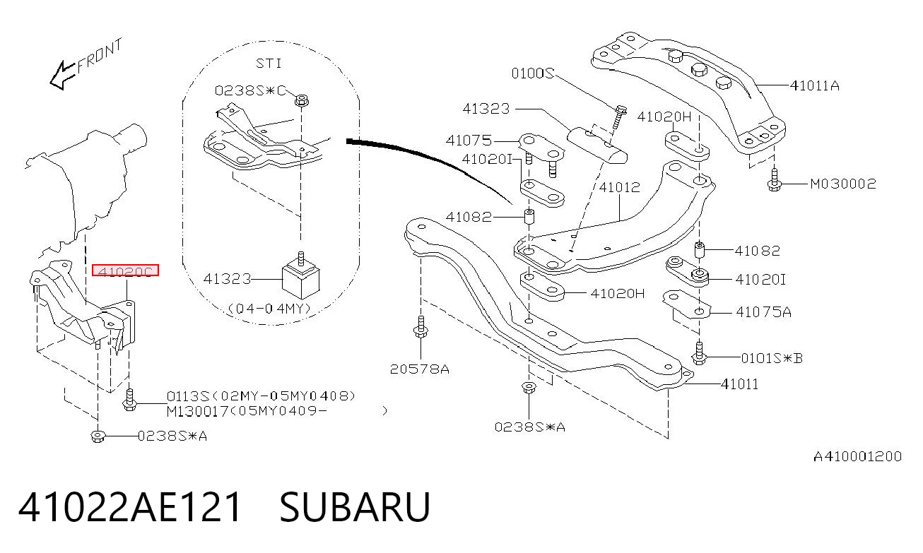 41022AE121 Subaru Poduszka (podpora skrzyni biegów)
