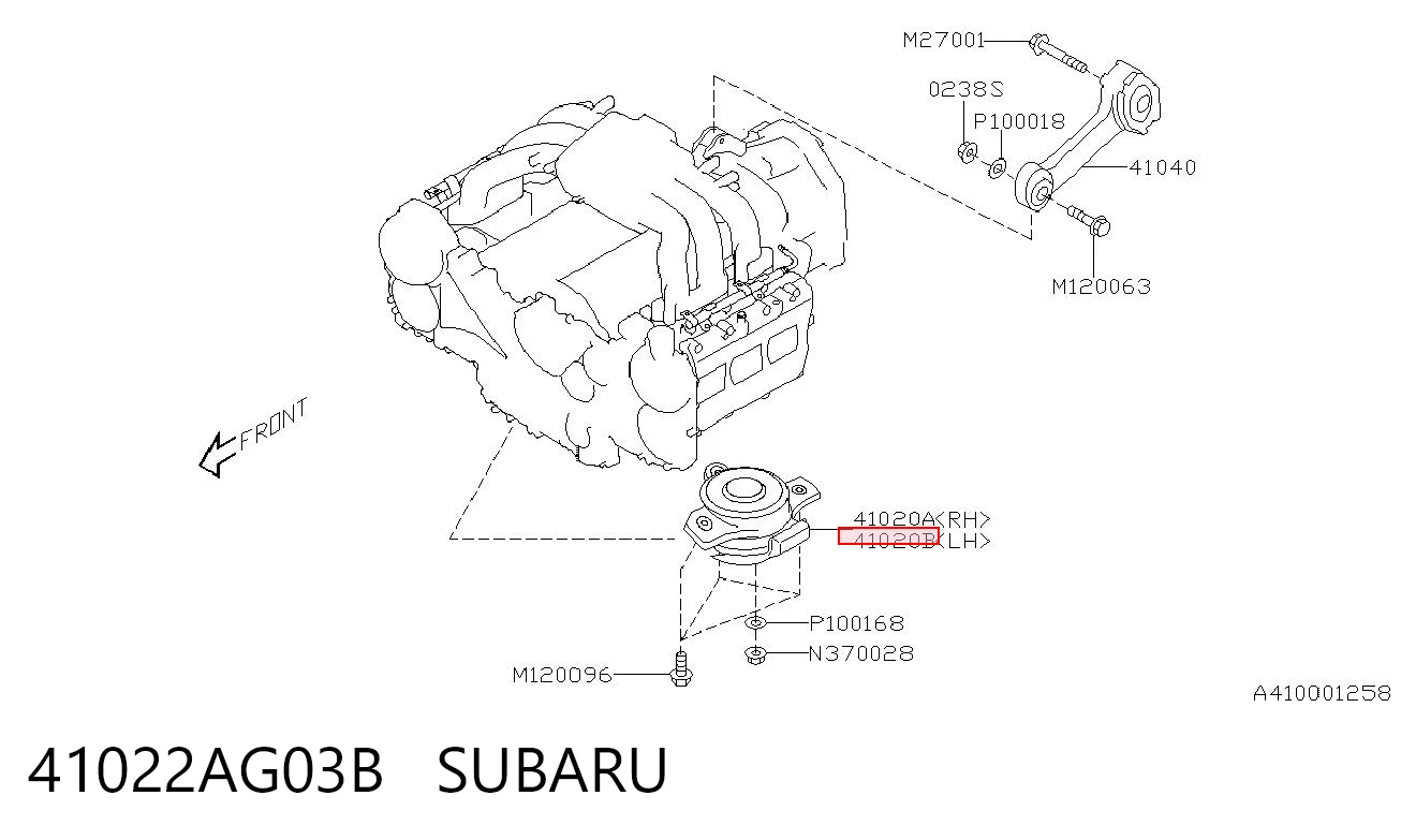 41022AG03B Subaru Poduszka (podpora) silnika lewa