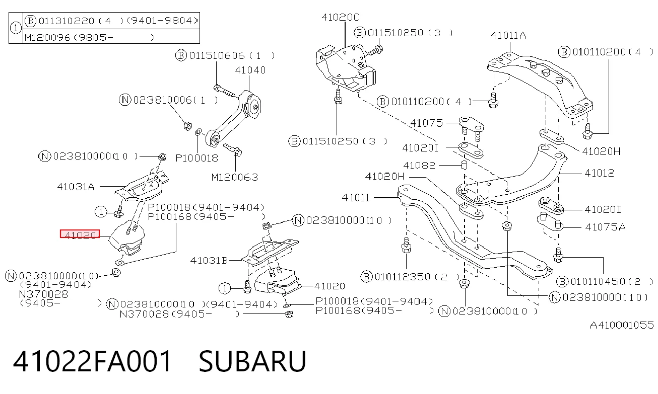 41022FA001 Subaru Poduszka (podpora) silnika przednia
