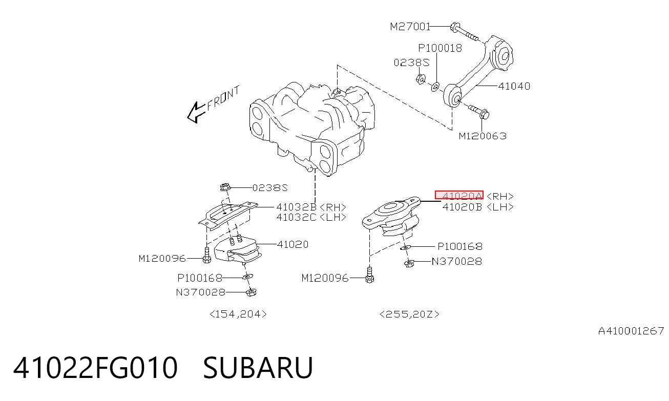 41022FG010 Subaru Poduszka (podpora) silnika prawa