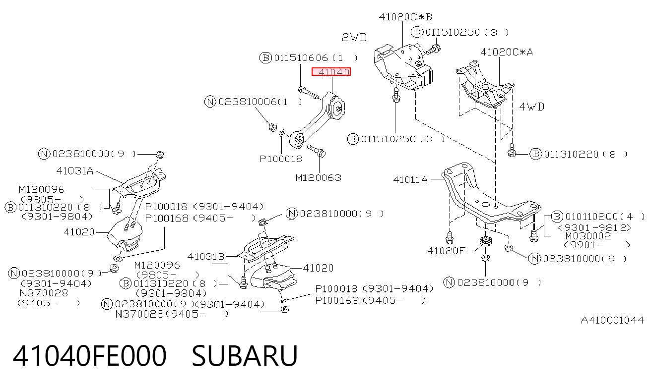41040FE000 Subaru Poduszka (podpora) silnika górna