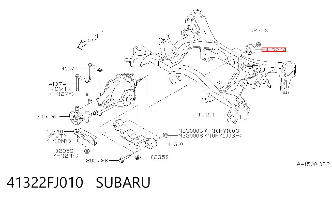 41322FJ010 Subaru Silentblock tylnej belki