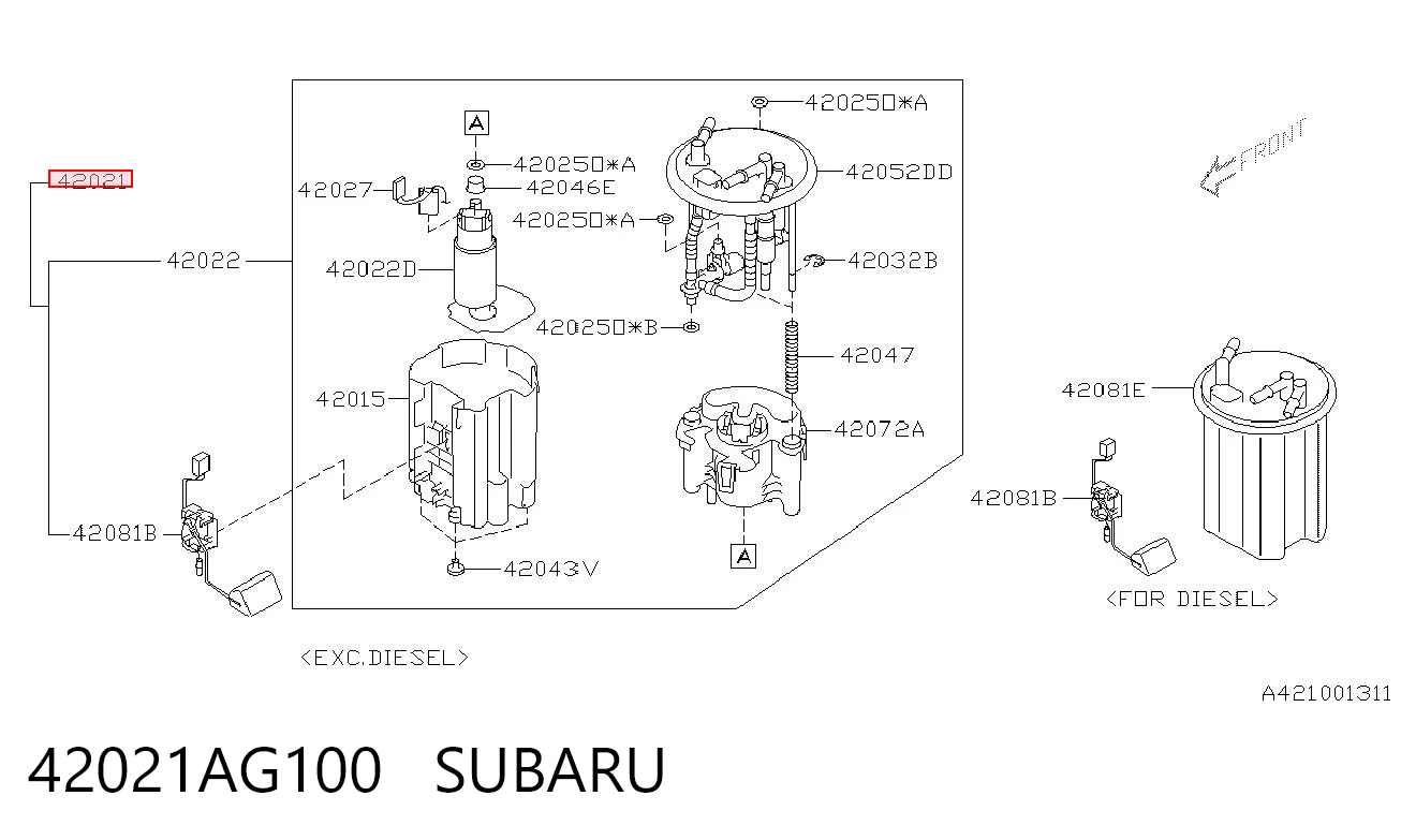 42021AG100 Subaru Moduł pompy paliwowej z czujnikiem poziomu paliwa