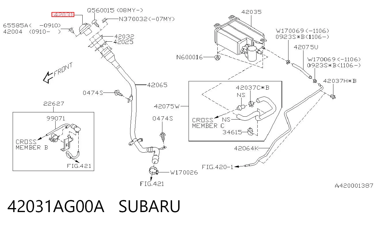 42031AG00A Subaru Korek wlewu paliwa