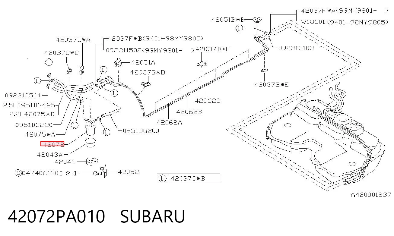 42072PA010 Subaru Filtr paliwa