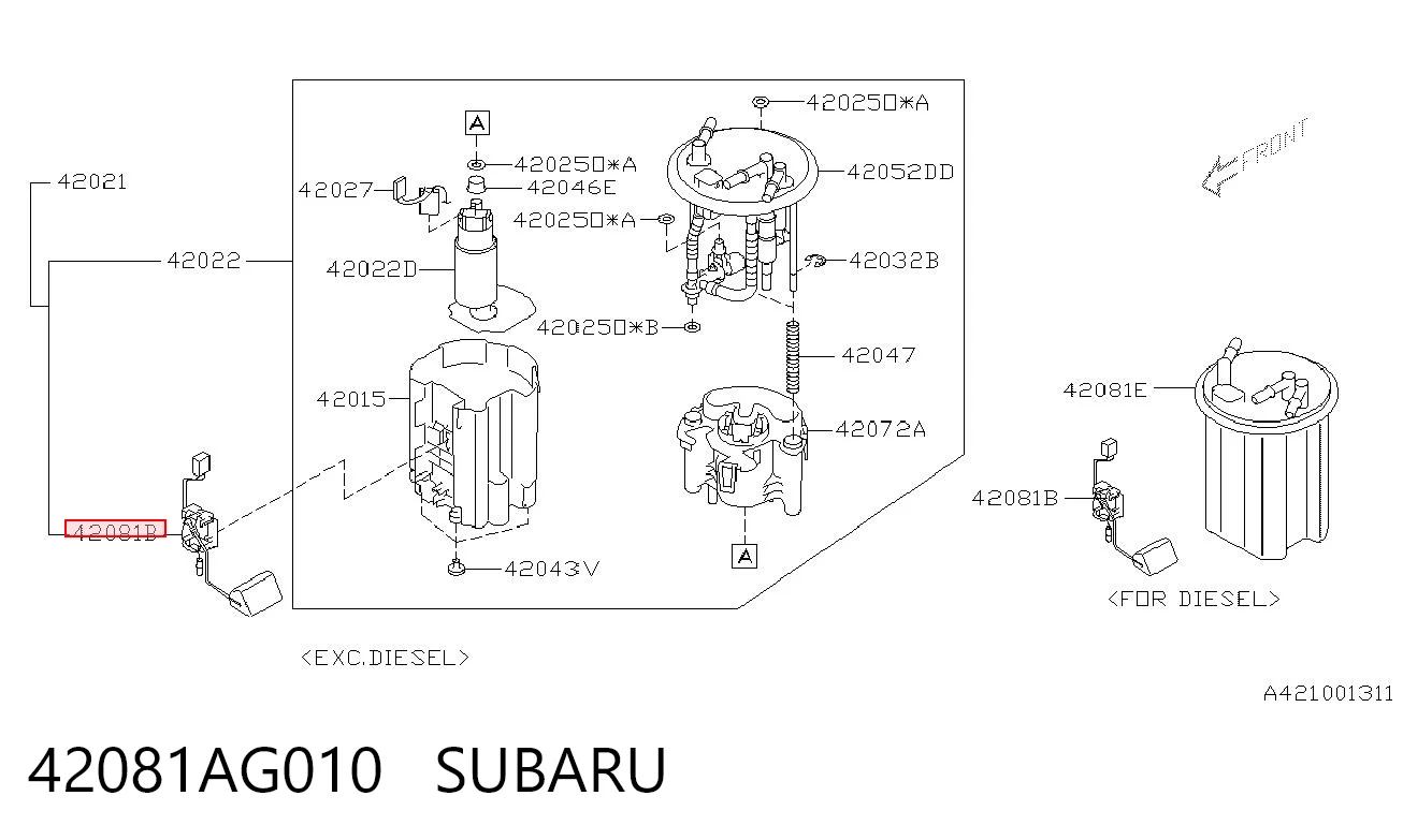 Czujnik poziomu paliwa w zbiorniku do Subaru Forester III S12, SH
