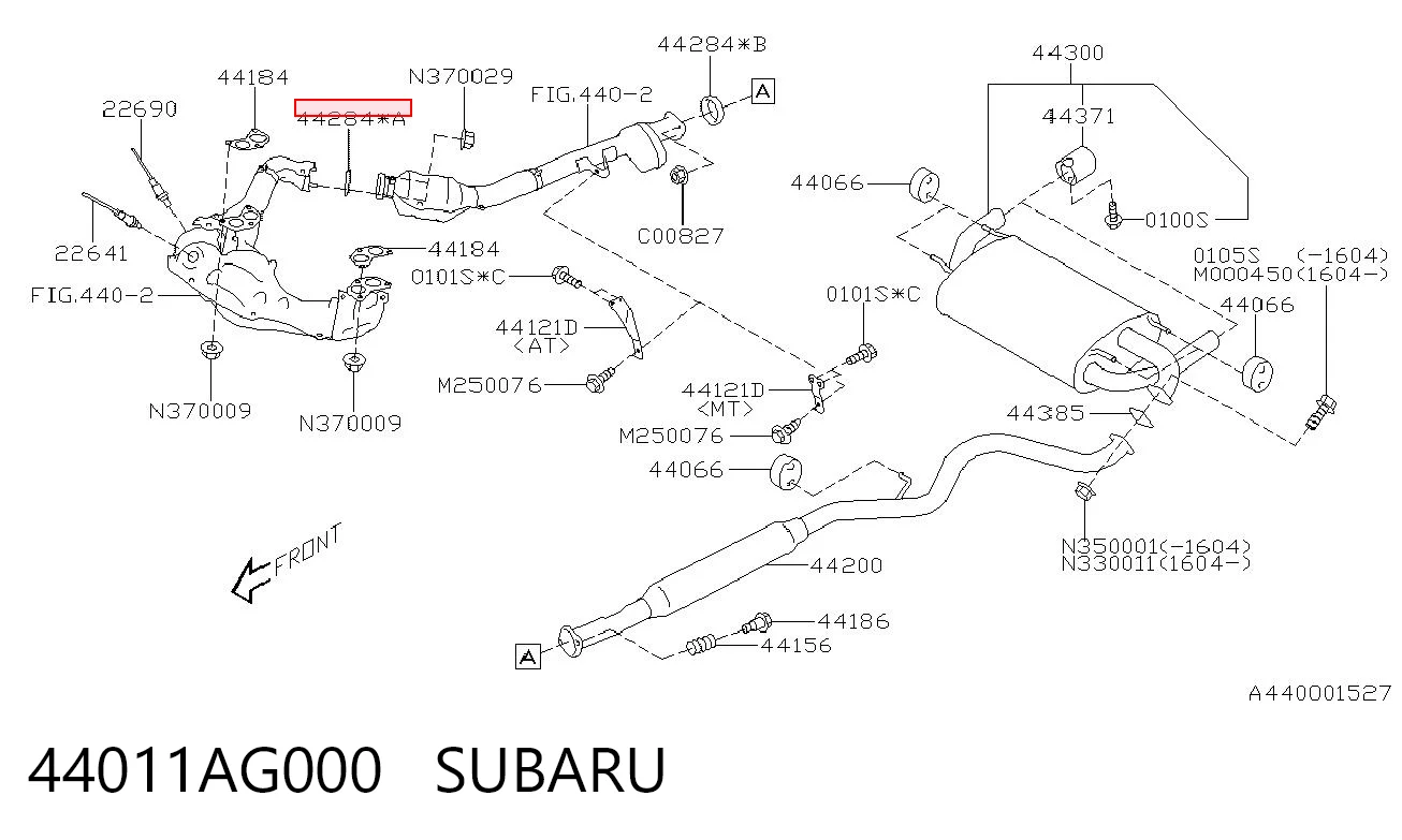 44011AG000 Subaru Uszczelka rury odbiornika tłumika