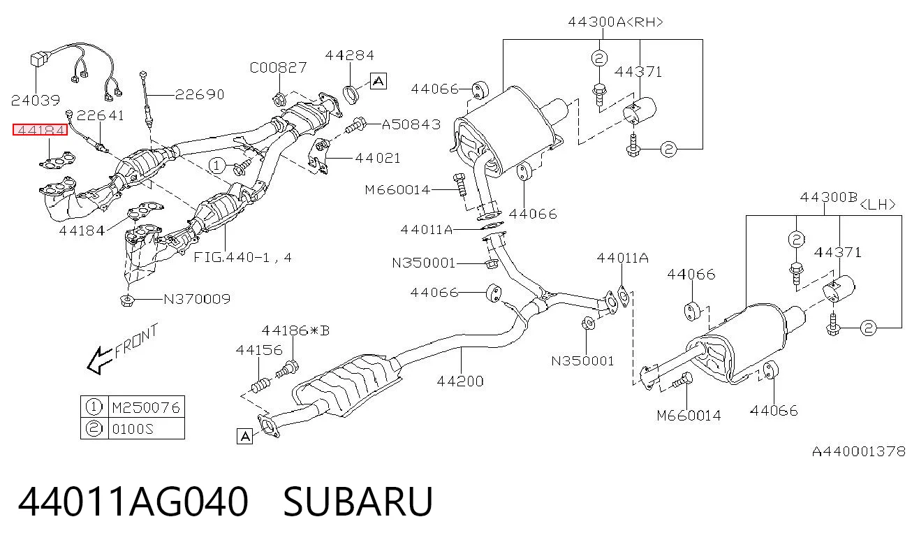 44011AG040 Subaru Uszczelka rury odbiornika tłumika