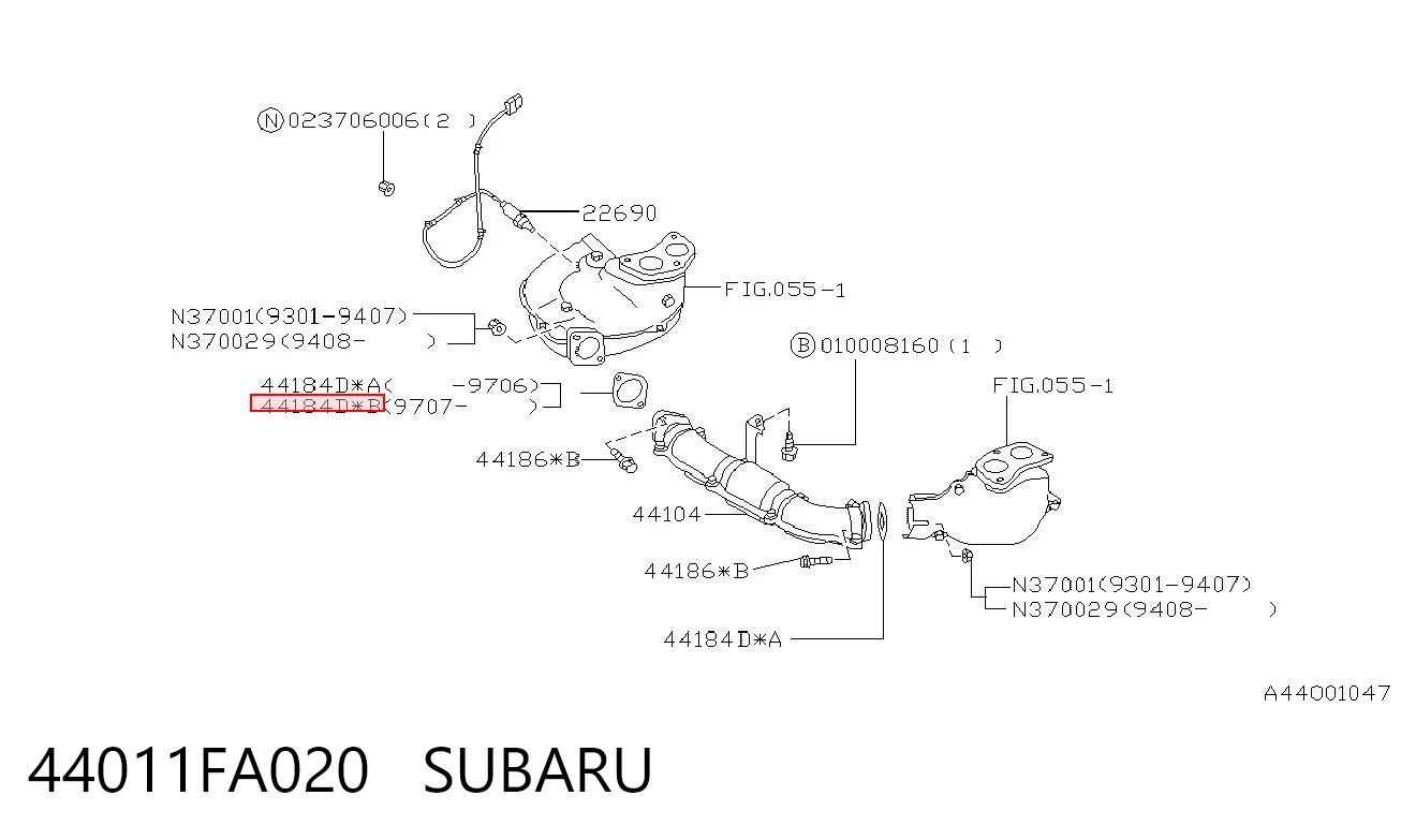 44011FA020 Subaru Uszczelka rury odbiornika tłumika