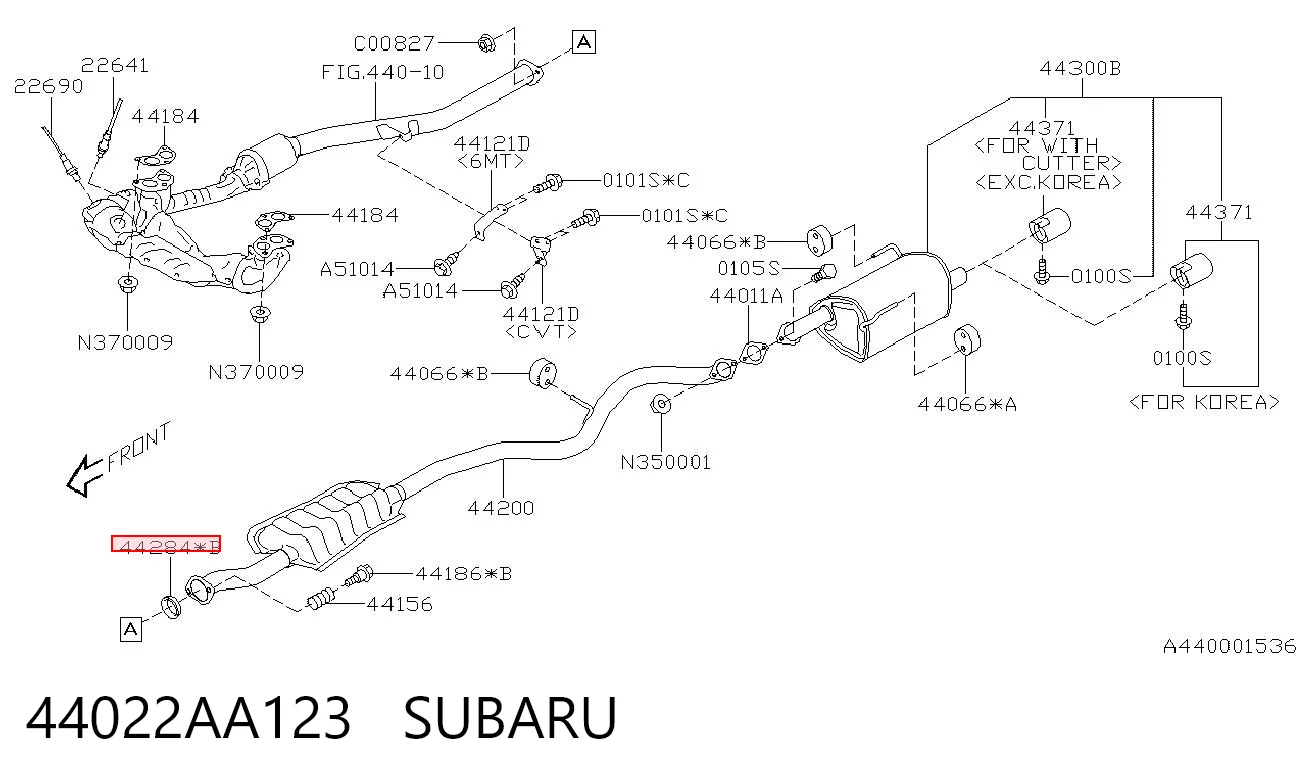 44022AA123 Subaru Pierścień kolektora wydechowego