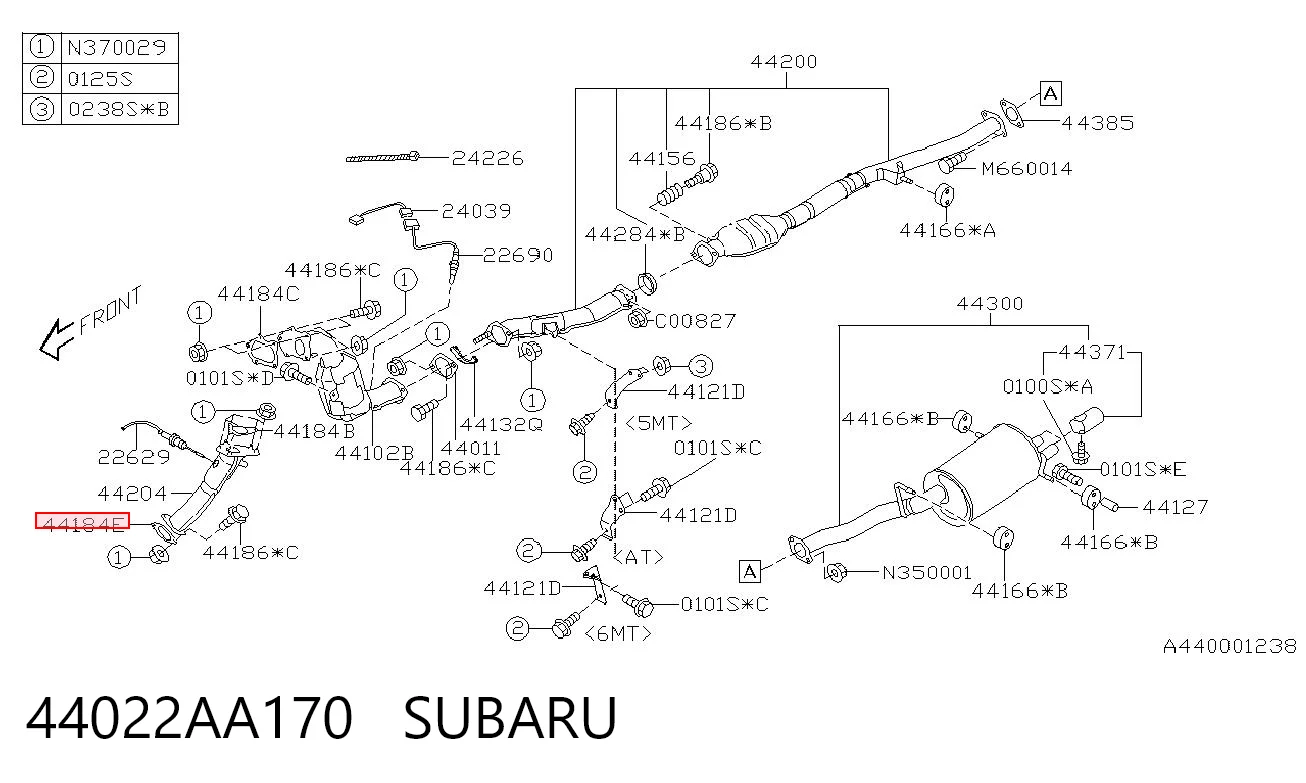 44022AA170 Subaru Uszczelka rury odbiornika tłumika