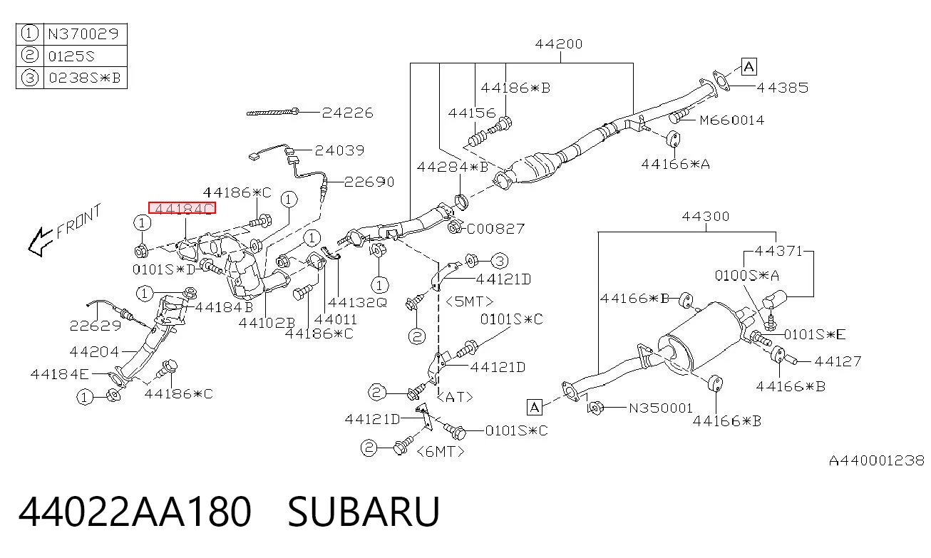 44022AA180 Subaru Uszczelka rury odbiornika tłumika