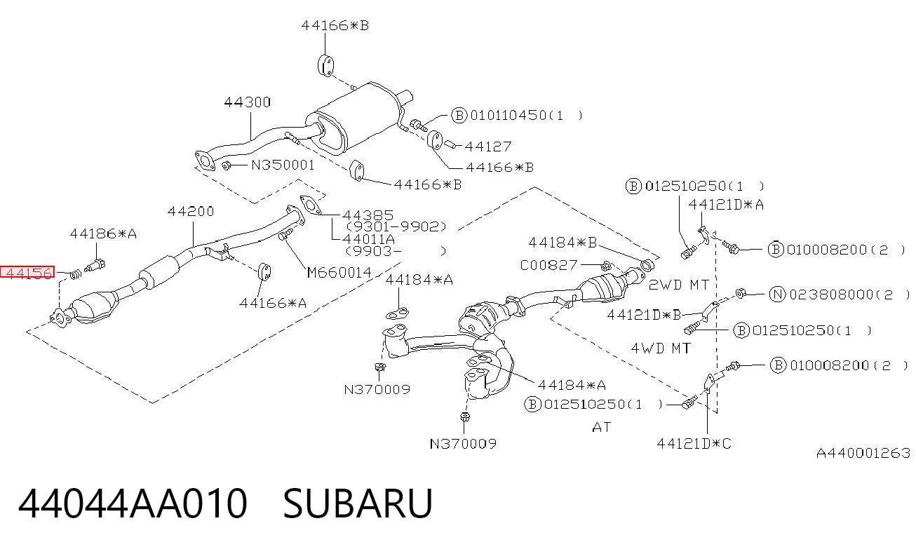 44044AA010 Subaru Sprężyna układu wydechowego