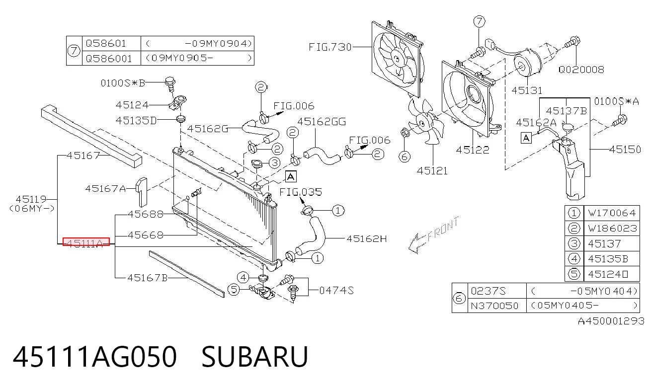 45111AG050 Subaru Chłodnica silnika