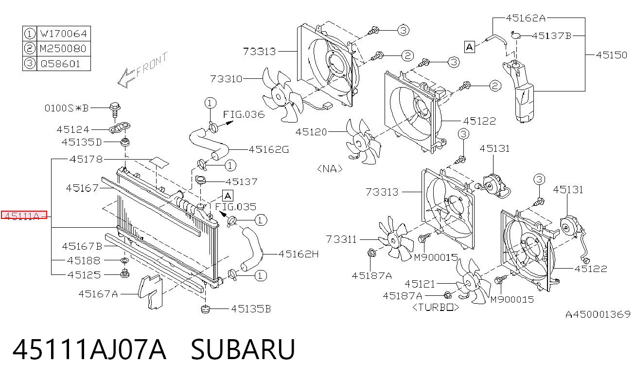 45111AJ07A Subaru Chłodnica silnika