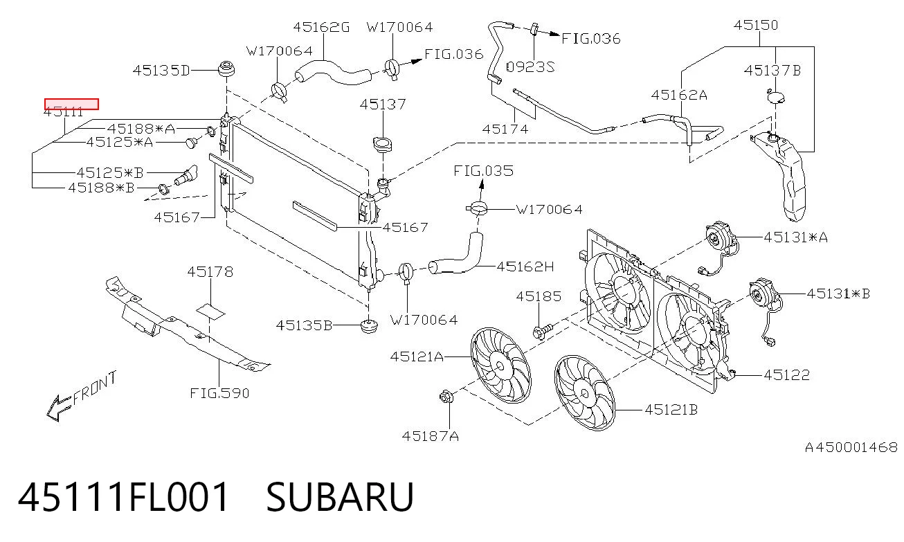 45111FL001 Subaru Chłodnica silnika