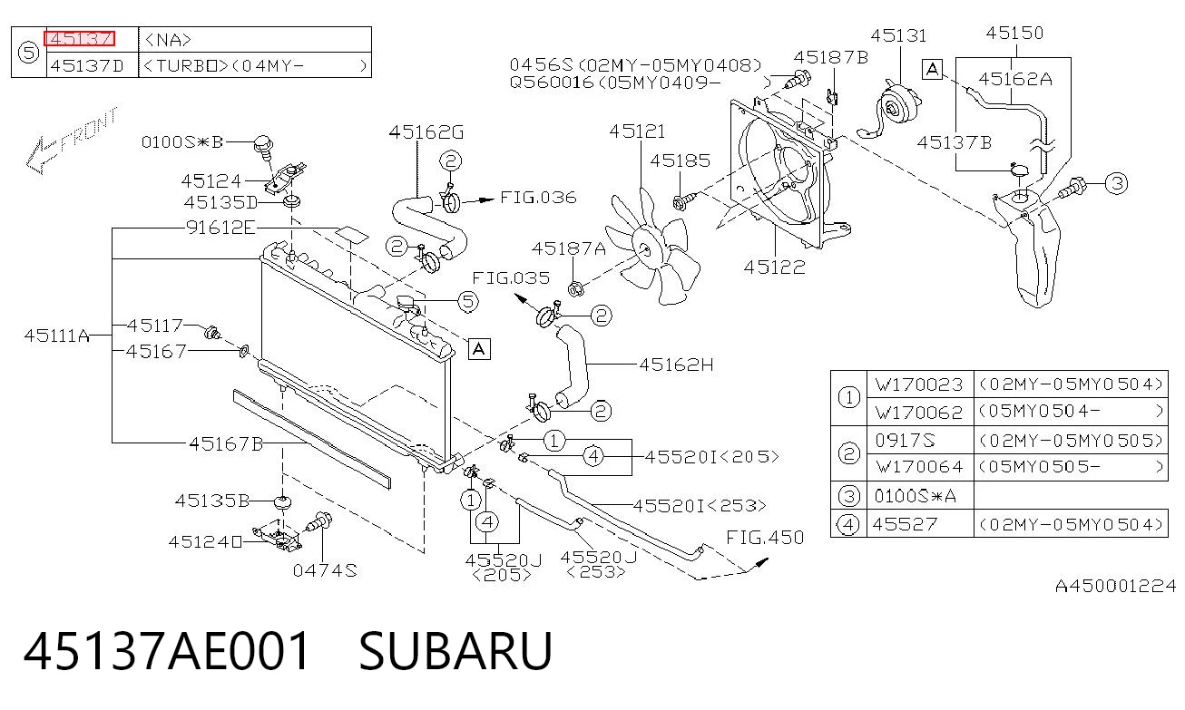 45137AE001 Subaru Pokrywa (korek) chłodnicy