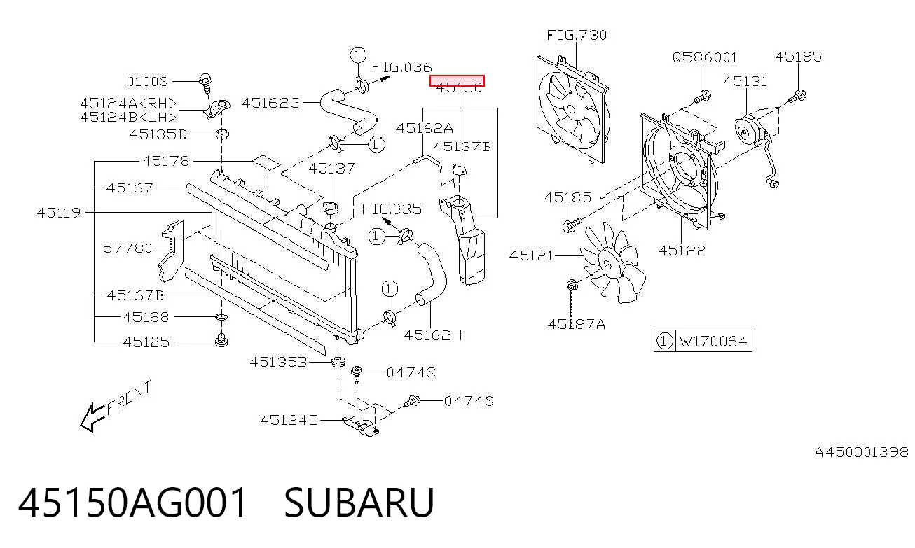 45150AG001 Subaru Zbiorniczek wyrównawczy układu chłodzenia