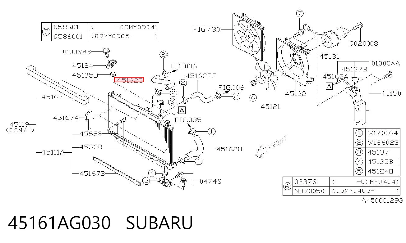 45161AG030 Subaru Przewód (króciec) chłodnicy górny