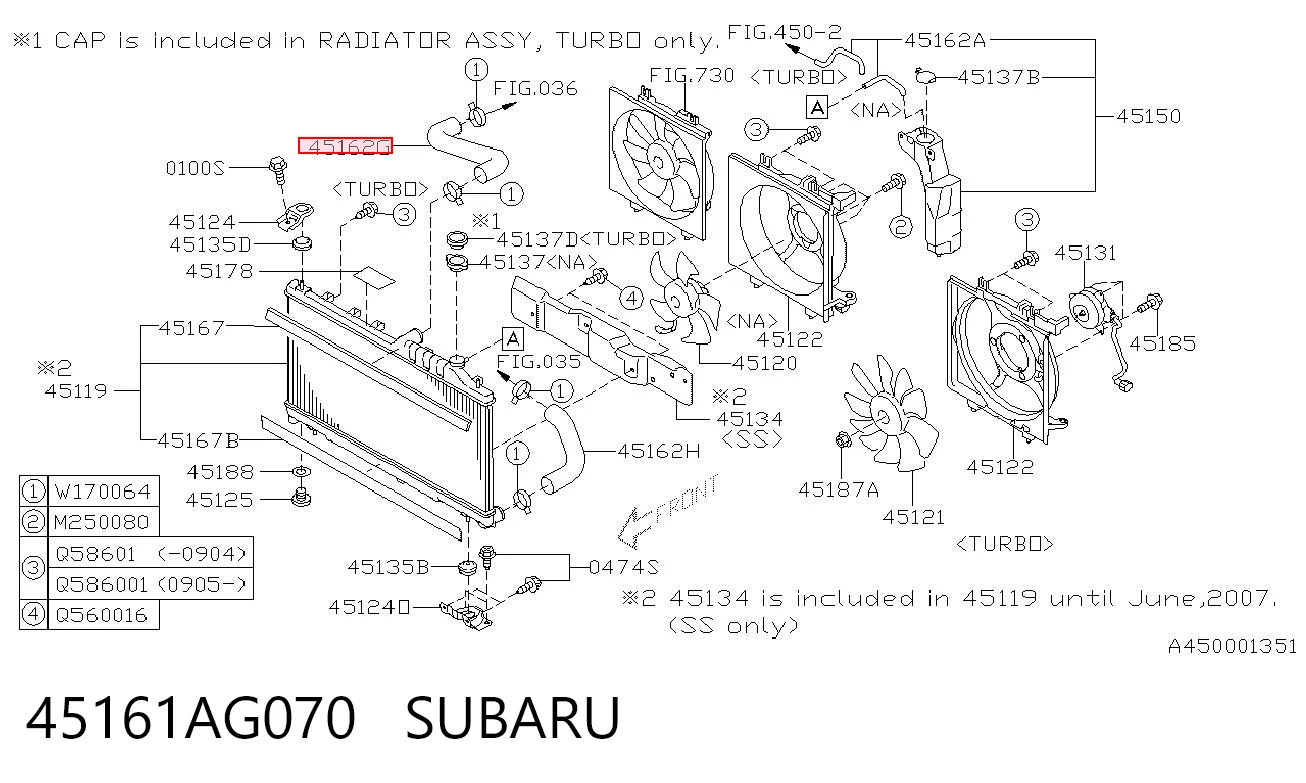 45161AG070 Subaru Przewód (króciec) chłodnicy górny