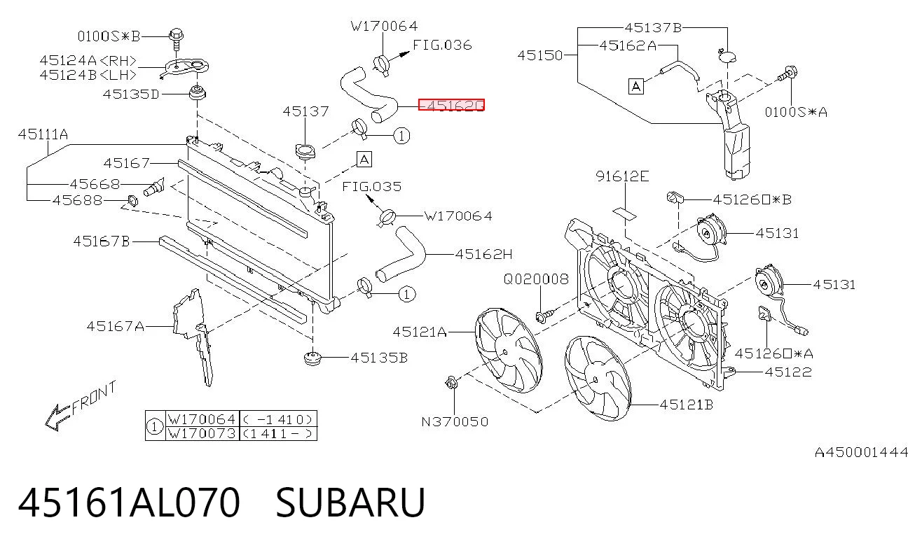 45161AL070 Subaru Przewód (króciec) chłodnicy górny