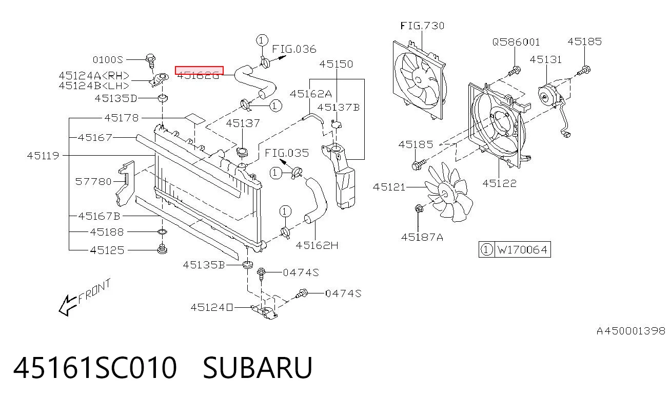45161SC010 Subaru Przewód (króciec) chłodnicy górny