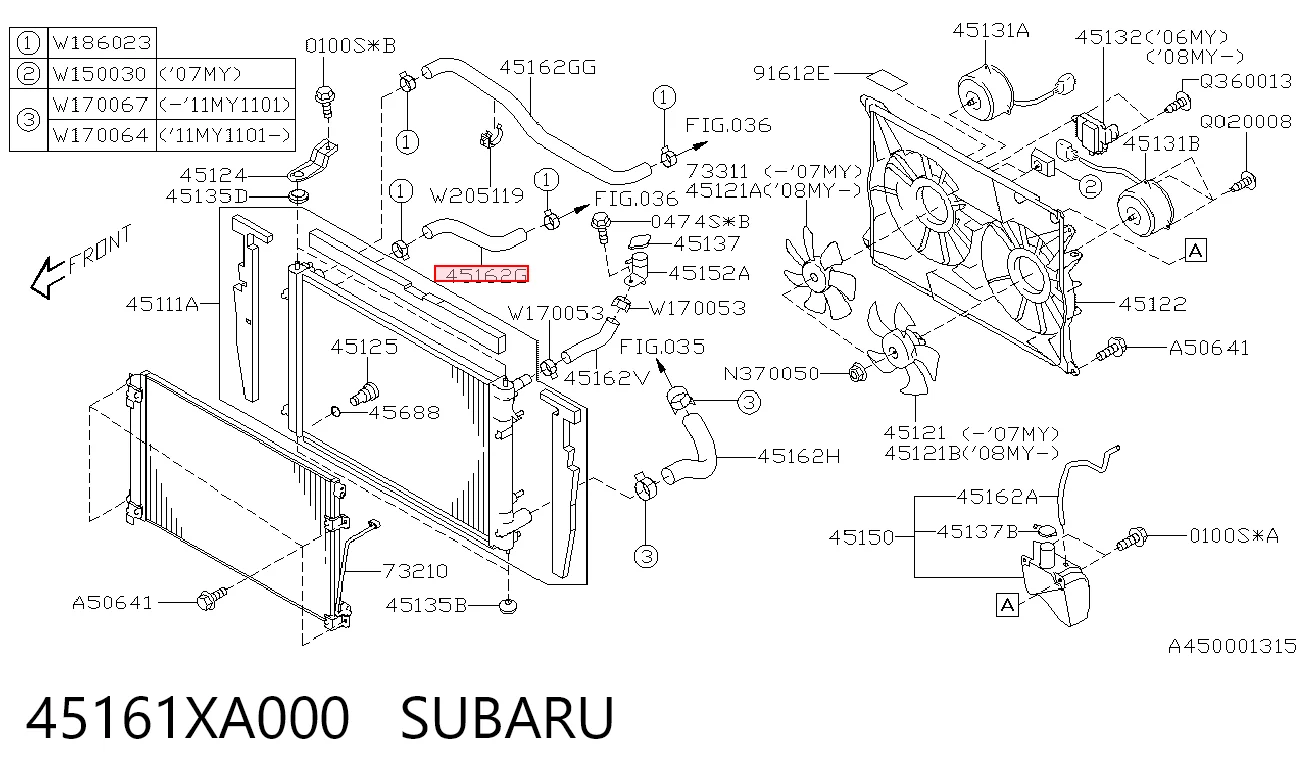 45161XA000 Subaru Przewód (króciec) chłodnicy górny