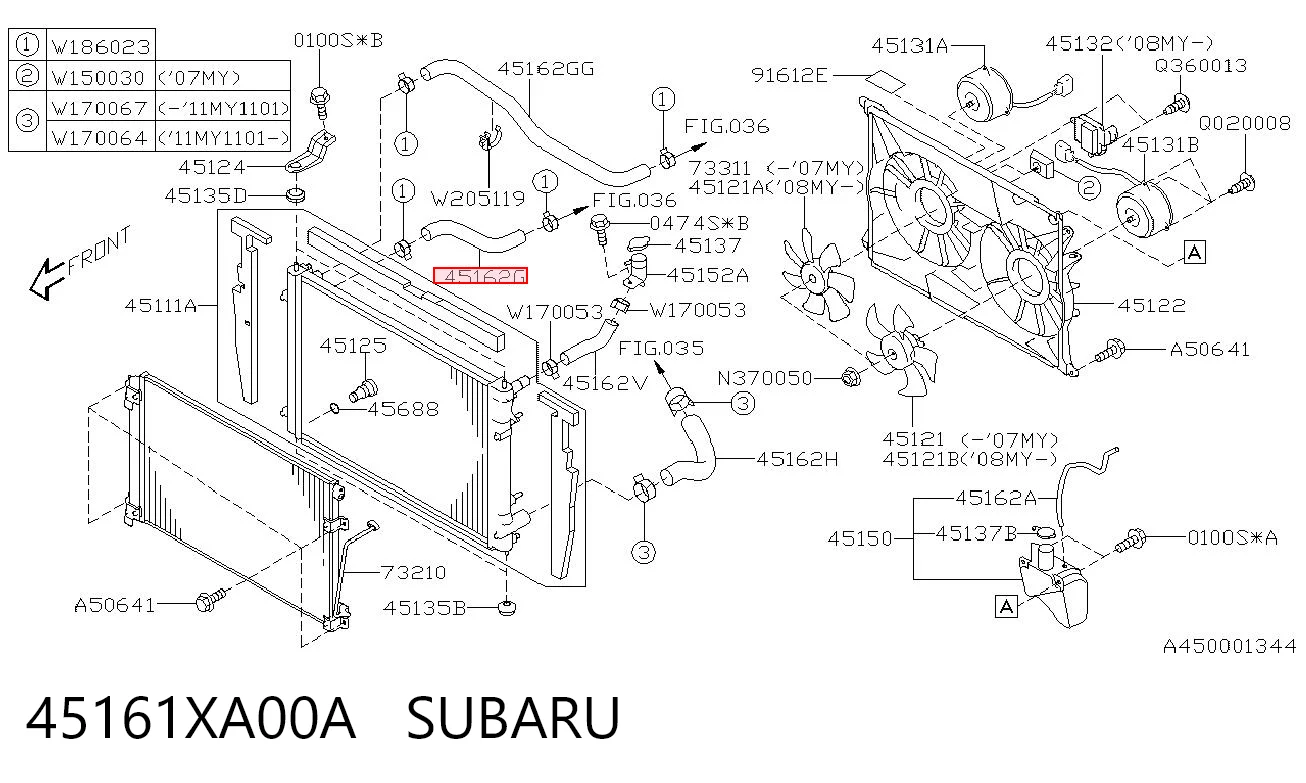 45161XA00A Subaru Przewód (króciec) chłodnicy górny