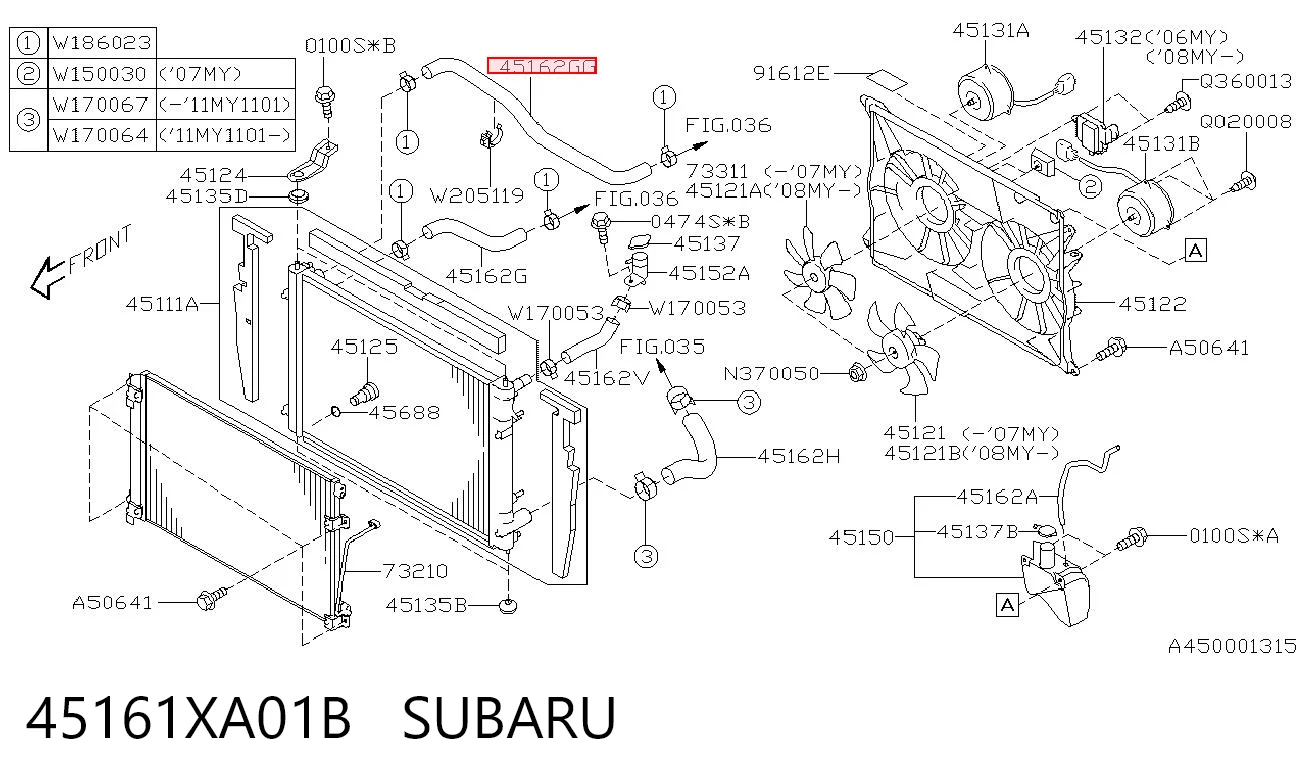 45161XA01B Subaru Przewód (króciec) chłodnicy górny