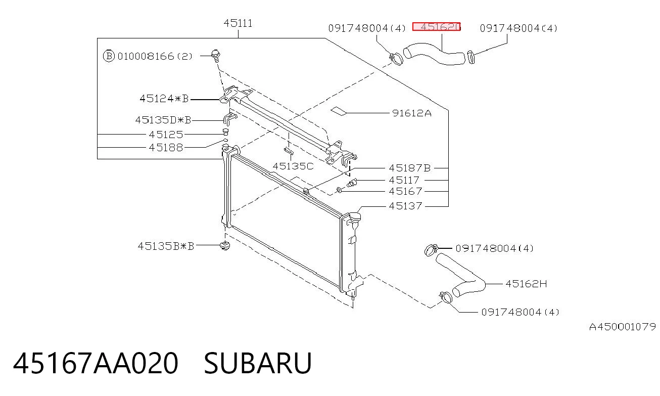 Przewód (króciec) chłodnicy górny do Subaru Legacy II BD, BG