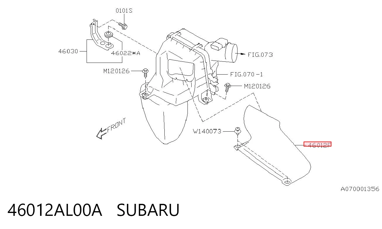 46012AL00A Subaru Wlot powietrza do filtra powietrza