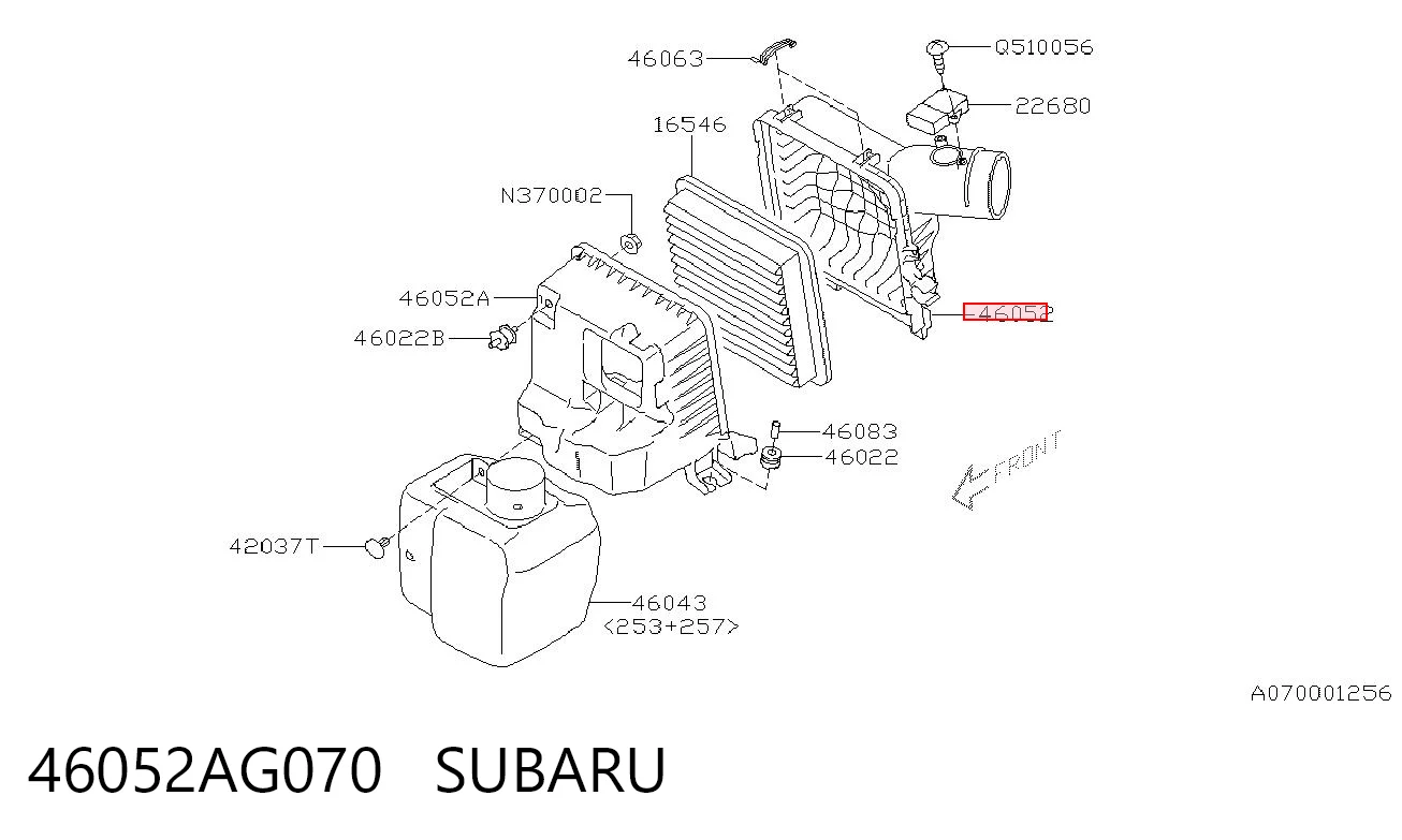 46052AG070 Subaru Obudowa filtra powietrza górna część