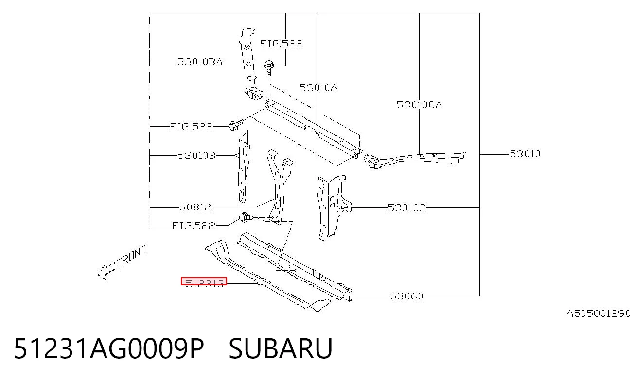 51231AG0009P Subaru Belka chłodnicy dolna