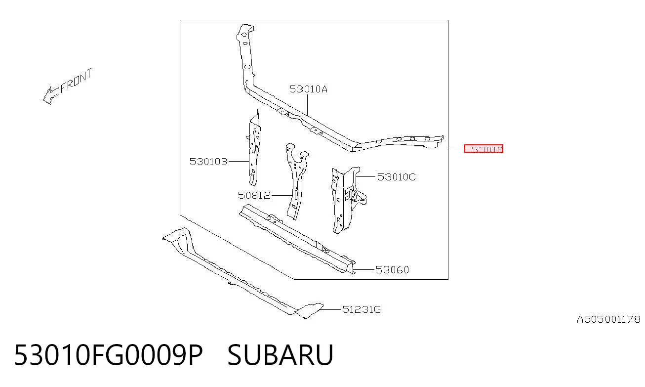 Do koszyka Osłona chłodnicy kompletna (panel mocowania reflektorów) Subaru Impreza III GH