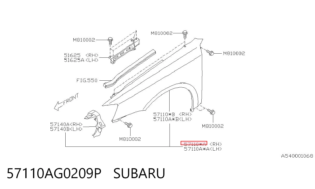 Kupić Błotnik przedni prawy Subaru Outback B13, BP w dobrej cenie