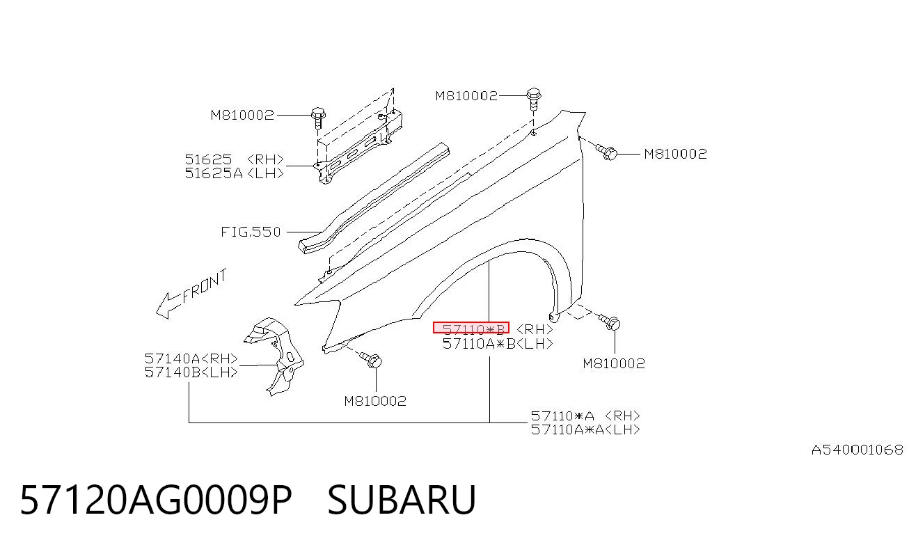 Błotnik przedni prawy do Subaru Legacy IV B13
