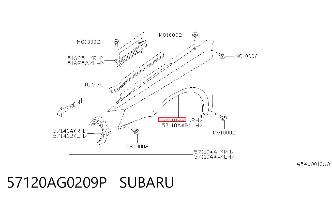 Błotnik przedni prawy do Subaru Outback III B13, BP