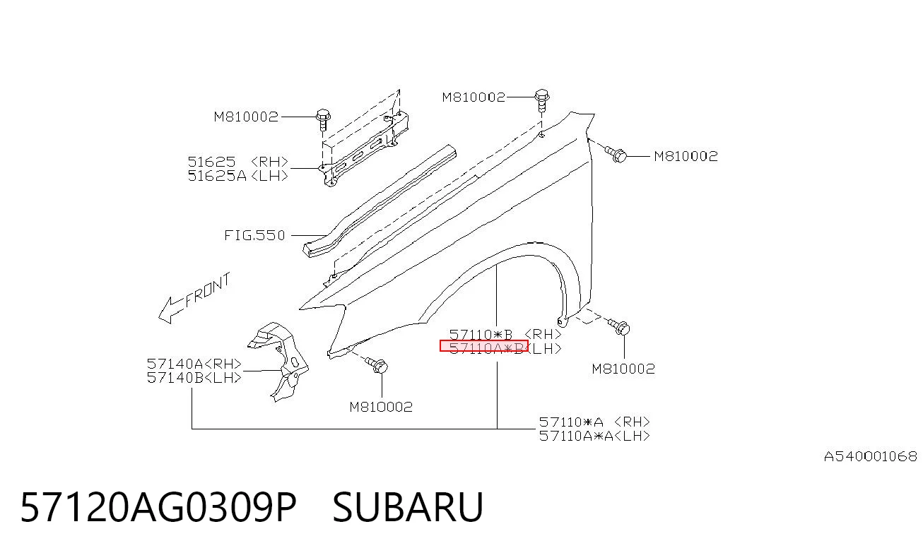 Błotnik przedni lewy do Subaru Outback III B13, BP